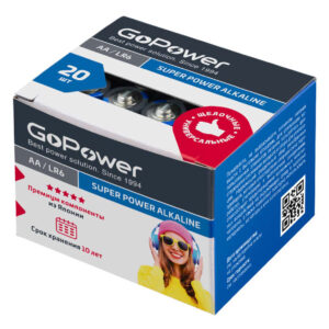 00-00017748 Super Power Alkaline Элемент питания LR6/AA щелочной 1.5В, 20шт, GoPower
