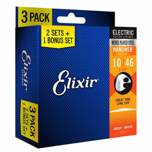 16542 NANOWEB Cтруны для электрогитары, Light, 10-46, 3 комплекта, Elixir