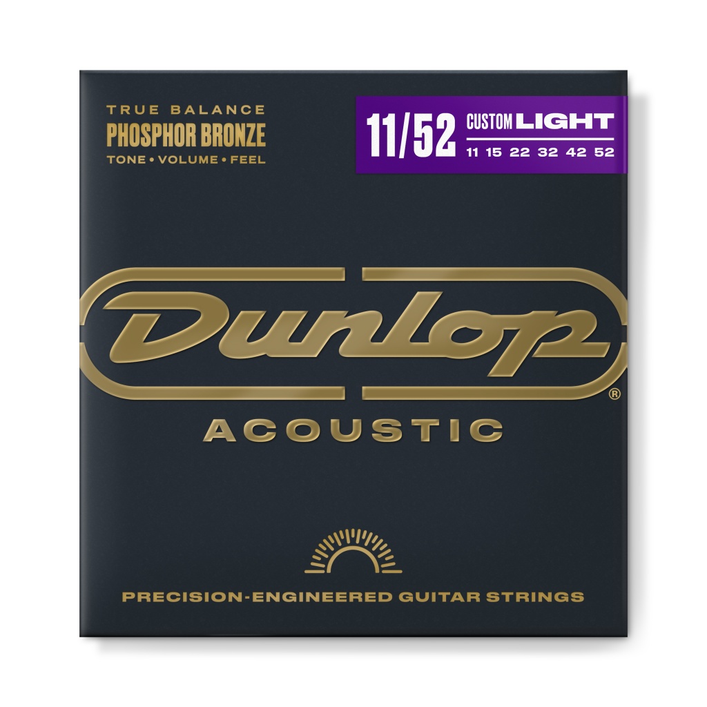 DAP1152 Комплект струн для акустической гитары, фосф.бронза, Medium Light, 11-52, Dunlop