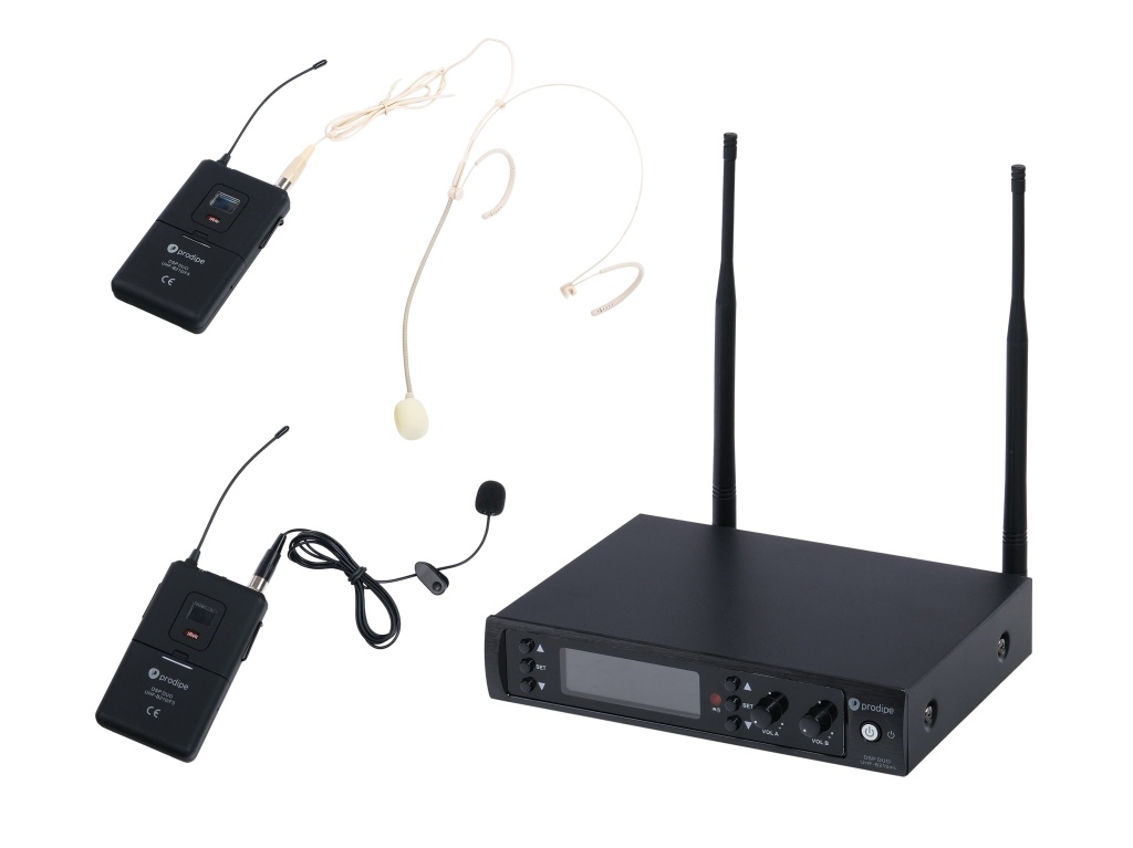 DSP-DUO-UHF-B210/F5 Беспроводная микрофонная система, петличный и головной микрофон, Prodipe