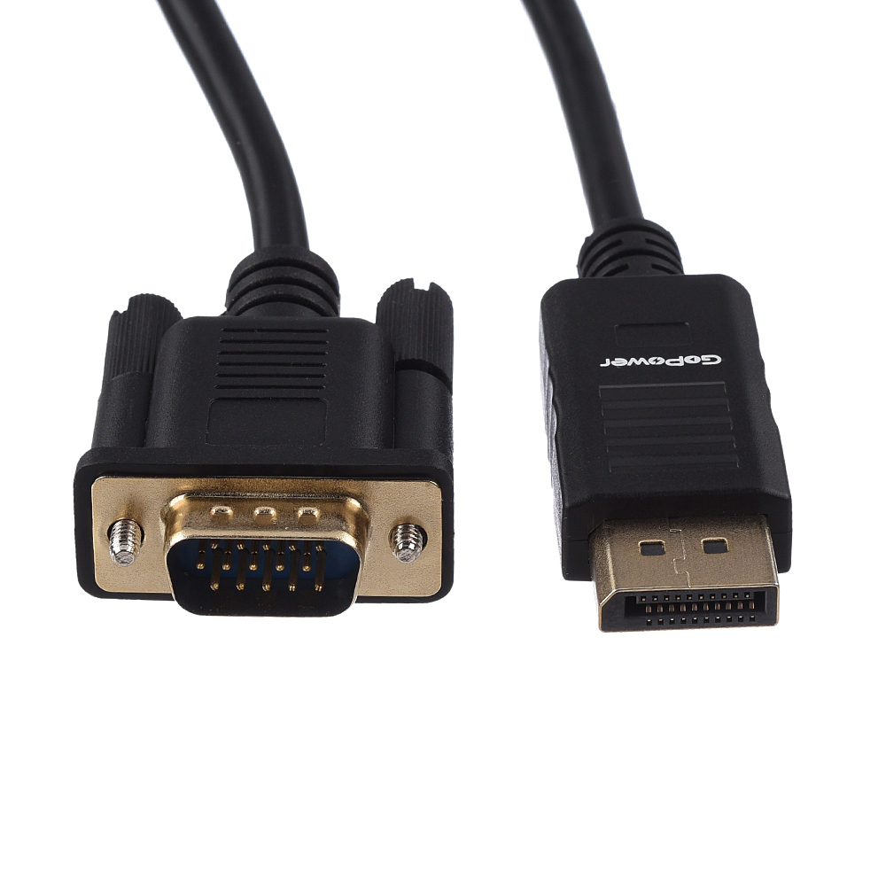 00-00027497 Кабель DisplayPort (m)-VGA (m) 1.8м ПВХ, черный, GoPower