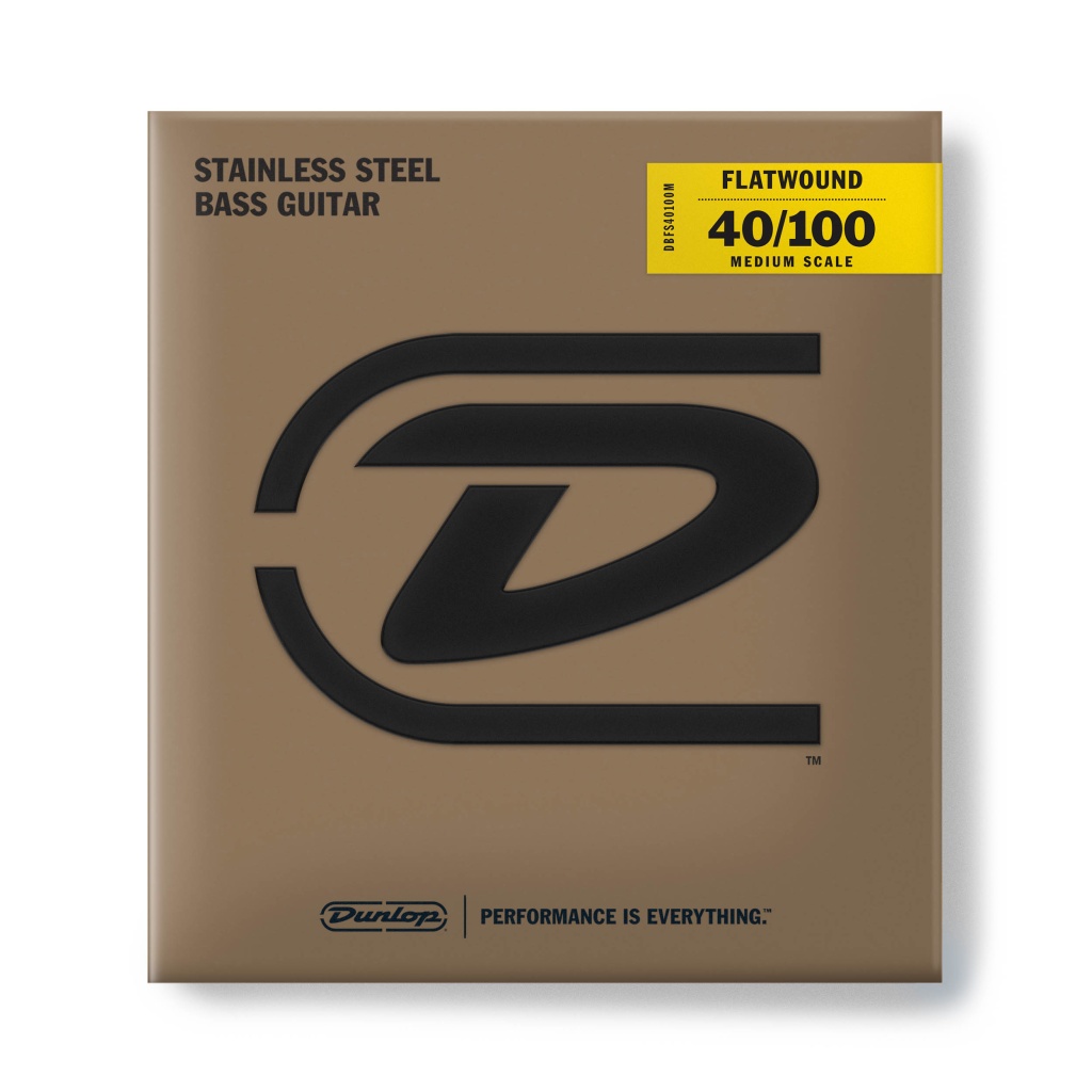 DBFS40100M Flatwound Medium Scale Комплект струн для бас-гитары, сталь, 40-100, Dunlop