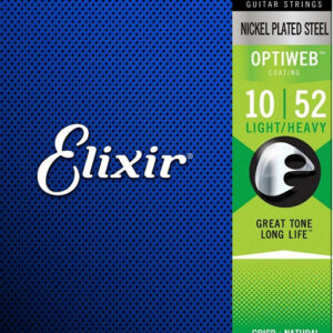 19077 Optiweb Комплект струн для электрогитары, никелированная сталь, Light/Heavy 10-52, Elixir