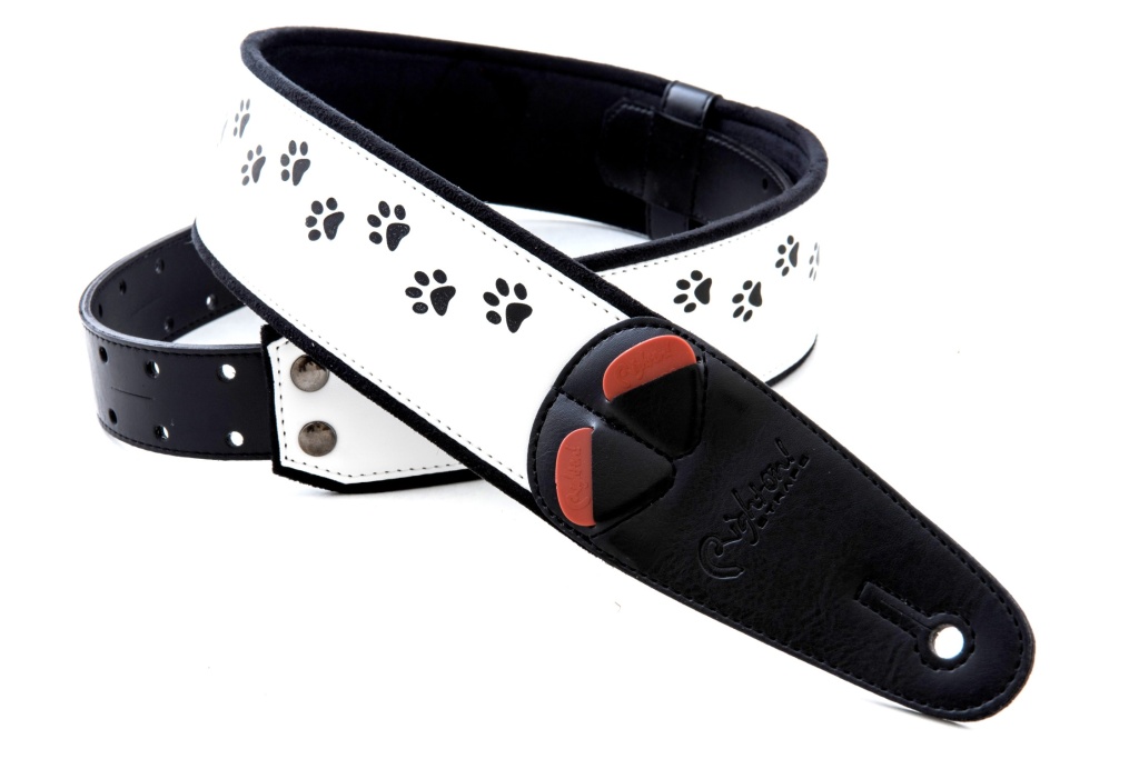 8436612540627 Mojo Cat Ремень для гитары, текстиль/синтетика, белый, RightOn Straps