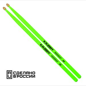 7KLHBGR5A 5A Барабанные палочки, граб, флуоресцентные зеленые, Kaledin Drumsticks