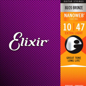 11002 NANOWEB Комплект струн для акустической гитары, Extra Light, бронза 80/20, 10-47, Elixir